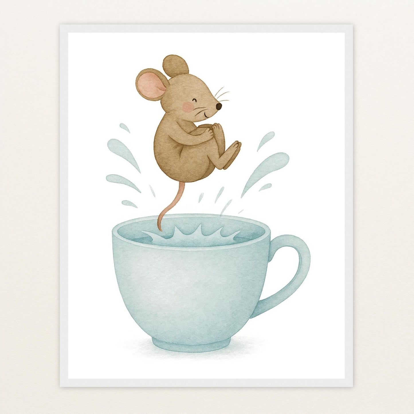 Mimi die Maus - Motiv: "Pool" Poster mit Holzrahmen von tinylearner