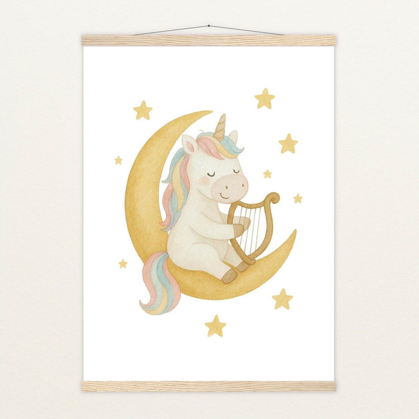 Luni das Einhorn - Motiv: "Mond" Poster mit Leisten von tinylearner