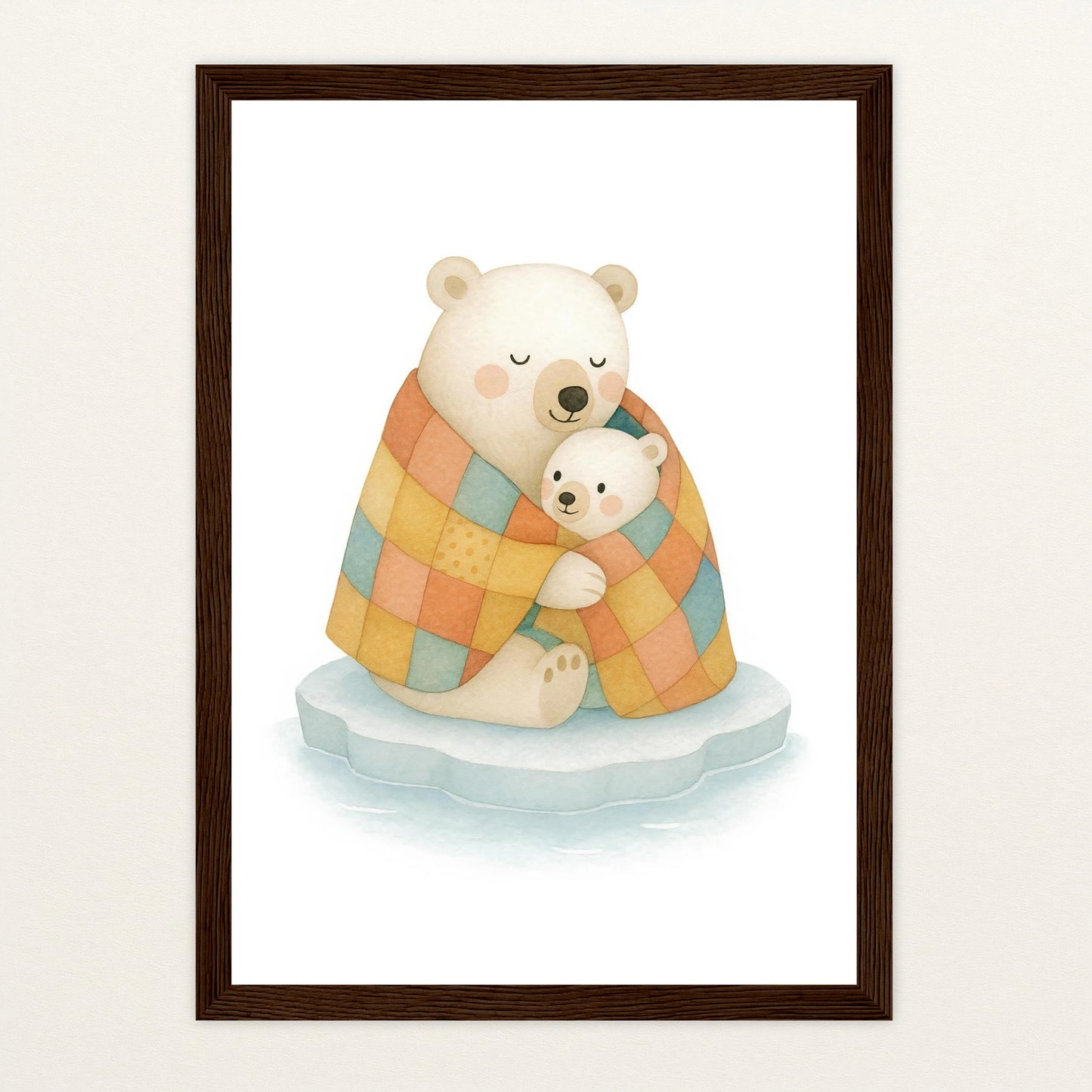 Pummel der Polarbär - Motiv: "Familie" Poster mit Holzrahmen von tinylearner