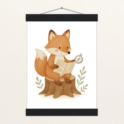 Finnegan der Fuchs - Motiv: "Abenteuerlust" Poster mit Leisten von tinylearner