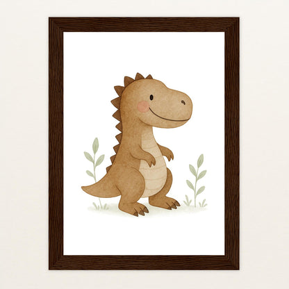 Dinosaurier T-Rex Poster mit Holzrahmen von tinylearner
