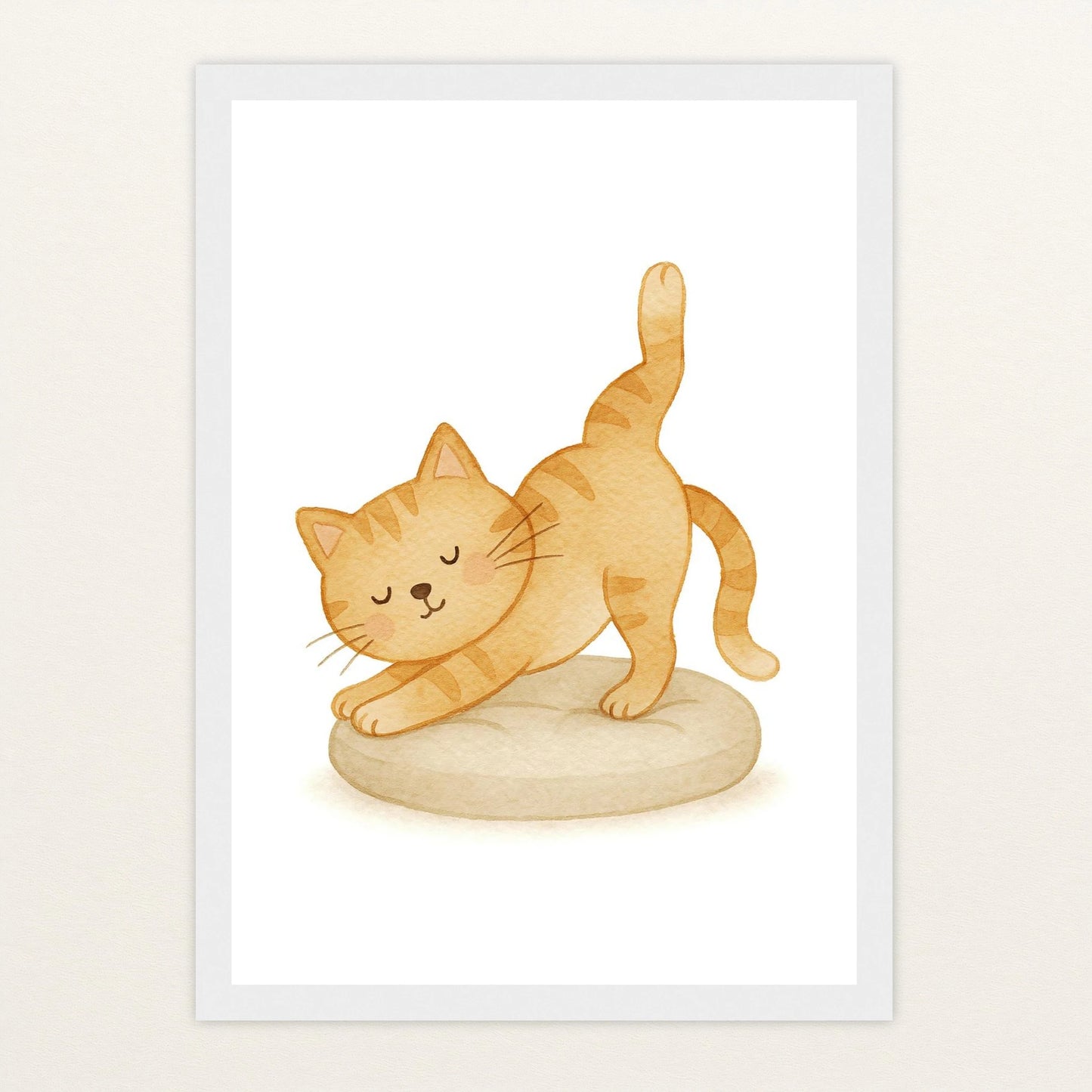 Kira die Katze - Motiv: "Yoga" Poster mit Holzrahmen von tinylearner