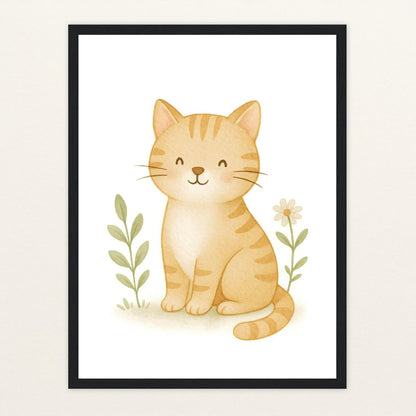 Kira die Katze Poster mit Holzrahmen von tinylearner