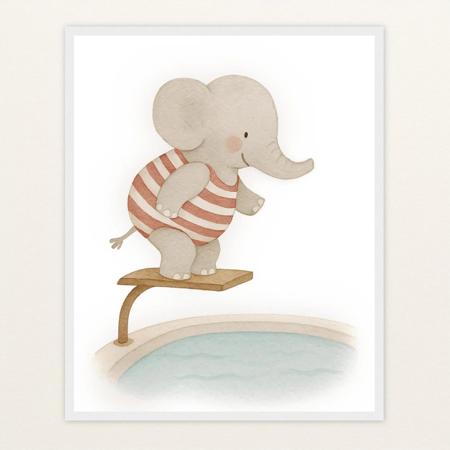 Emil der Elefant - Motiv: "Pool" Poster mit Holzrahmen von tinylearner