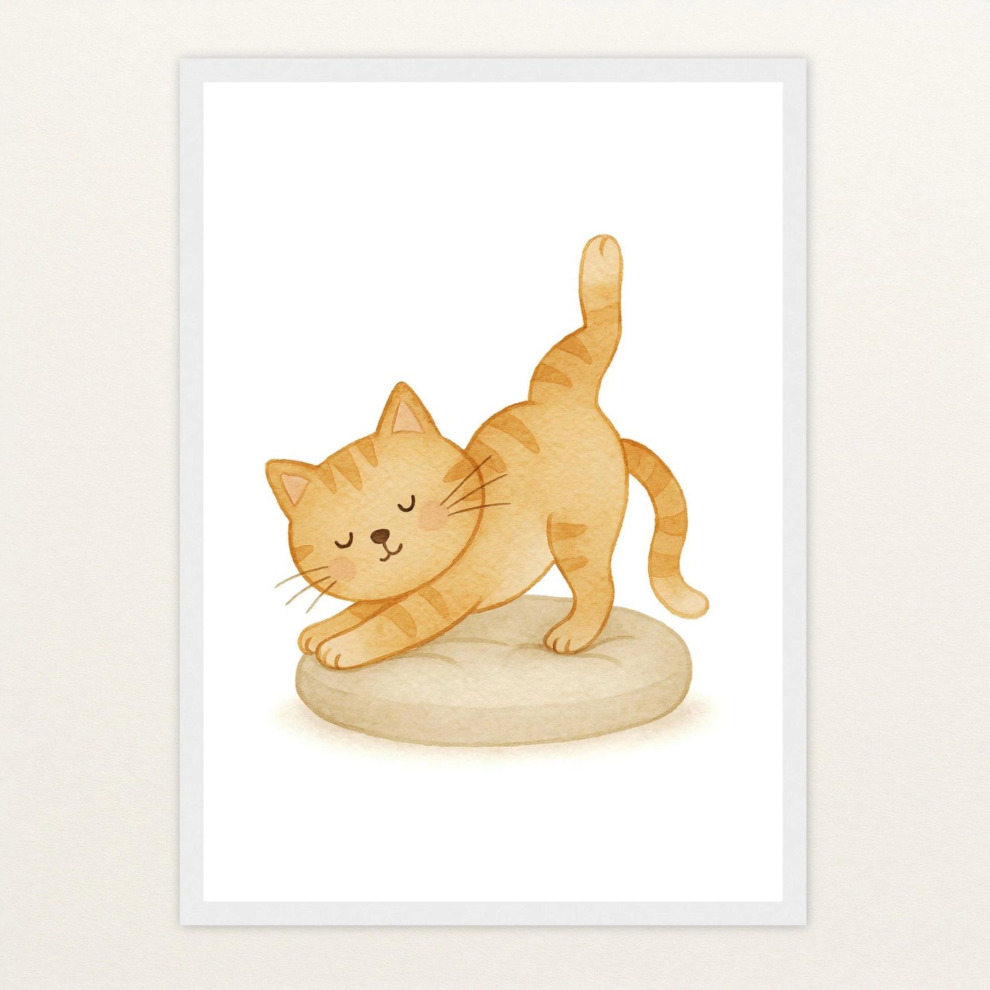 Kira die Katze - Motiv: "Yoga" Poster mit Holzrahmen von tinylearner