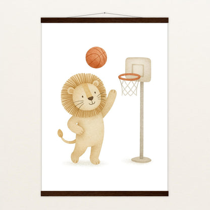 Leo der Löwe - Motiv: "Basketball" Poster mit Leisten von tinylearner