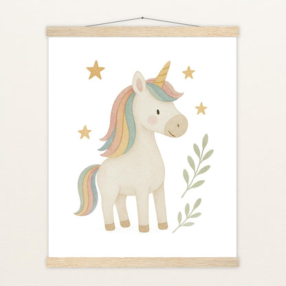 Luni das Einhorn Poster mit Leisten von tinylearner