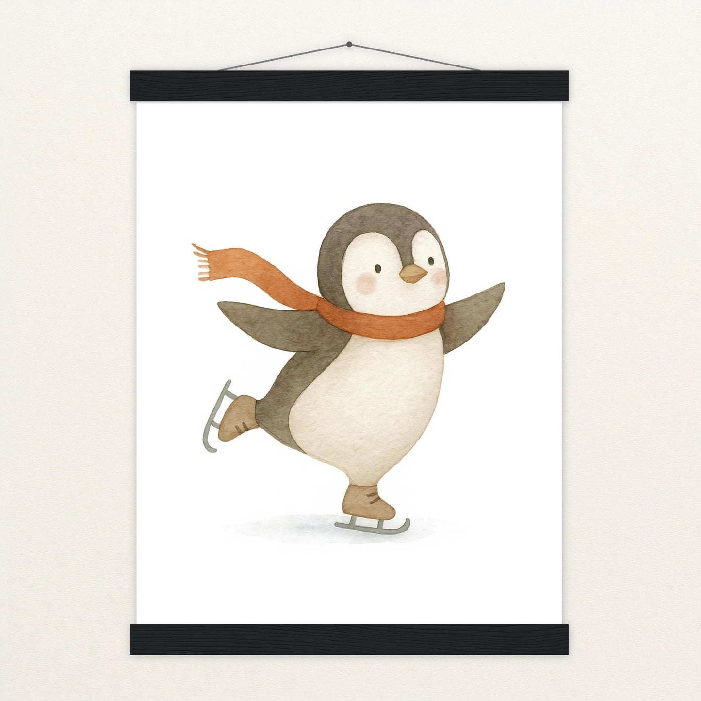 Pia der Pinguin - Motiv: "Eislaufen" Poster mit Leisten von tinylearner