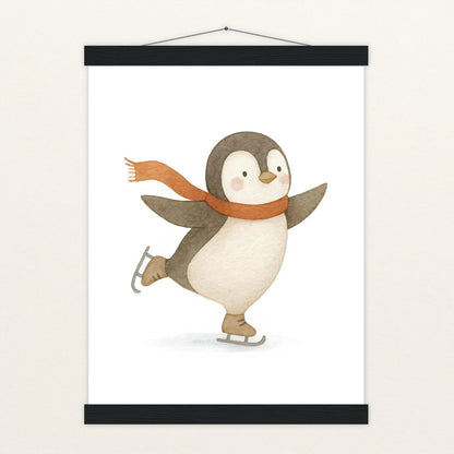 Pia der Pinguin - Motiv: "Eislaufen" Poster mit Leisten von tinylearner