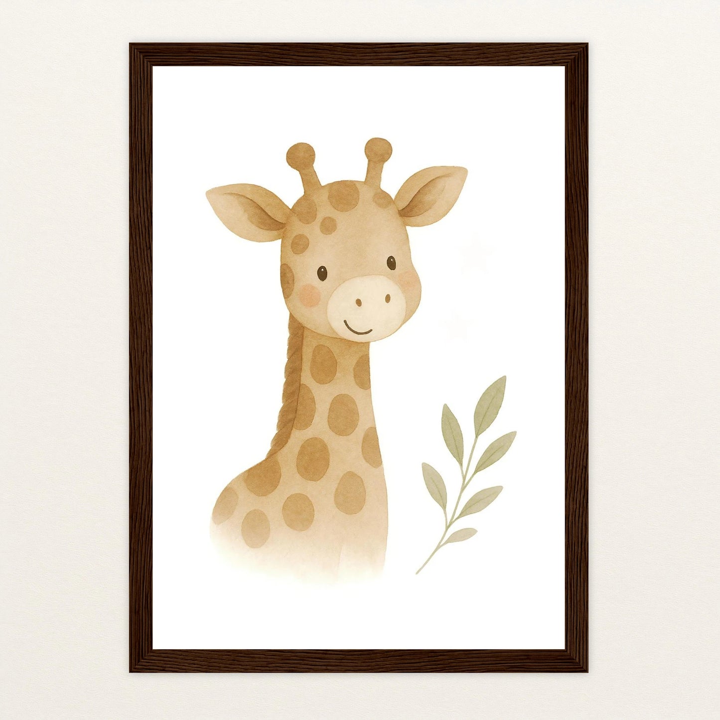 Greta die Giraffe Poster mit Holzrahmen von tinylearner