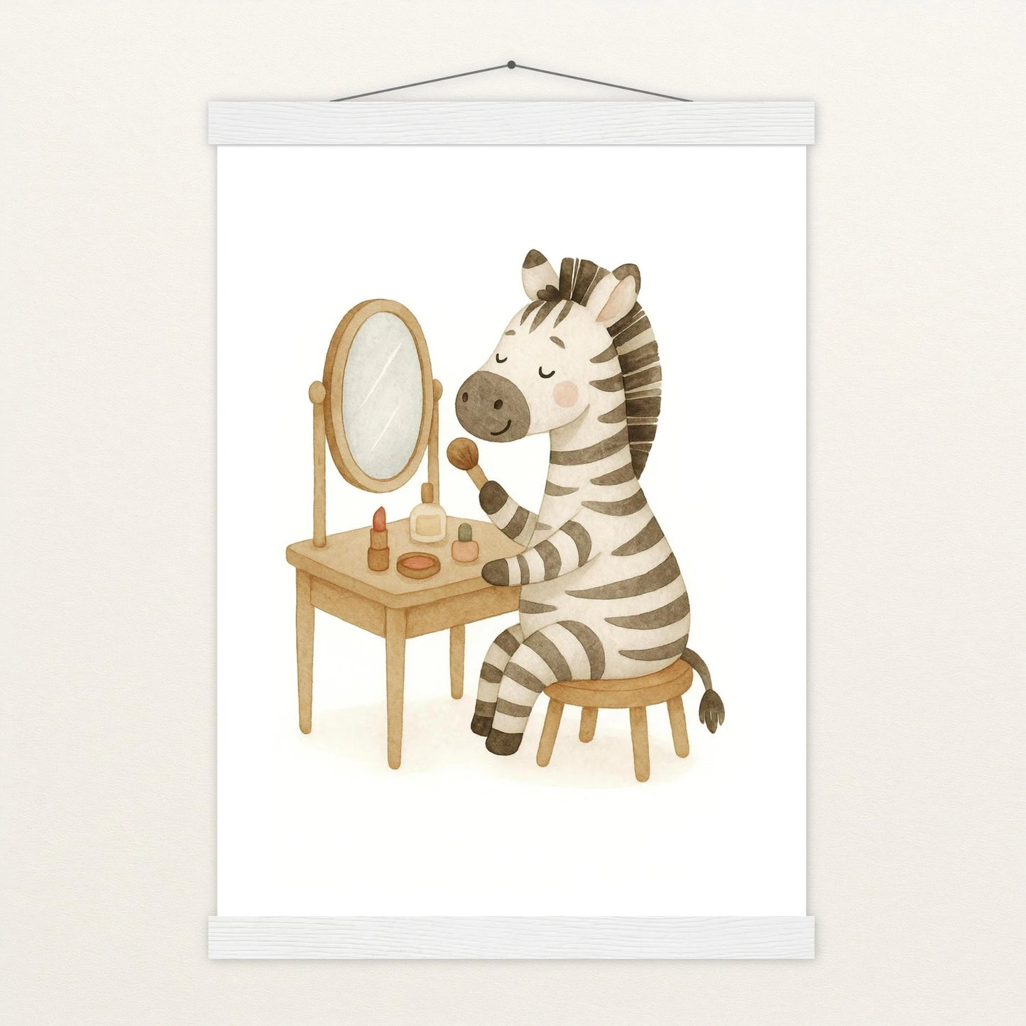 Zinni das Zebra - Motiv: "Schminken" Poster mit Leisten von tinylearner