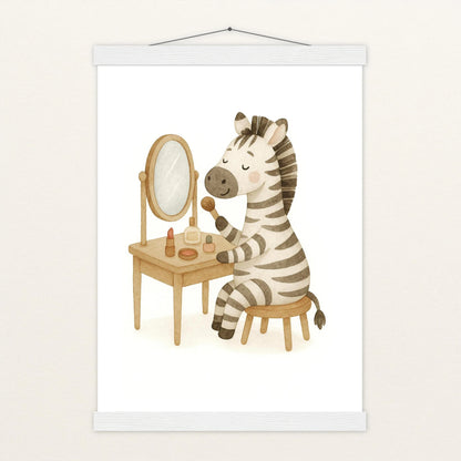 Zinni das Zebra - Motiv: "Schminken" Poster mit Leisten von tinylearner