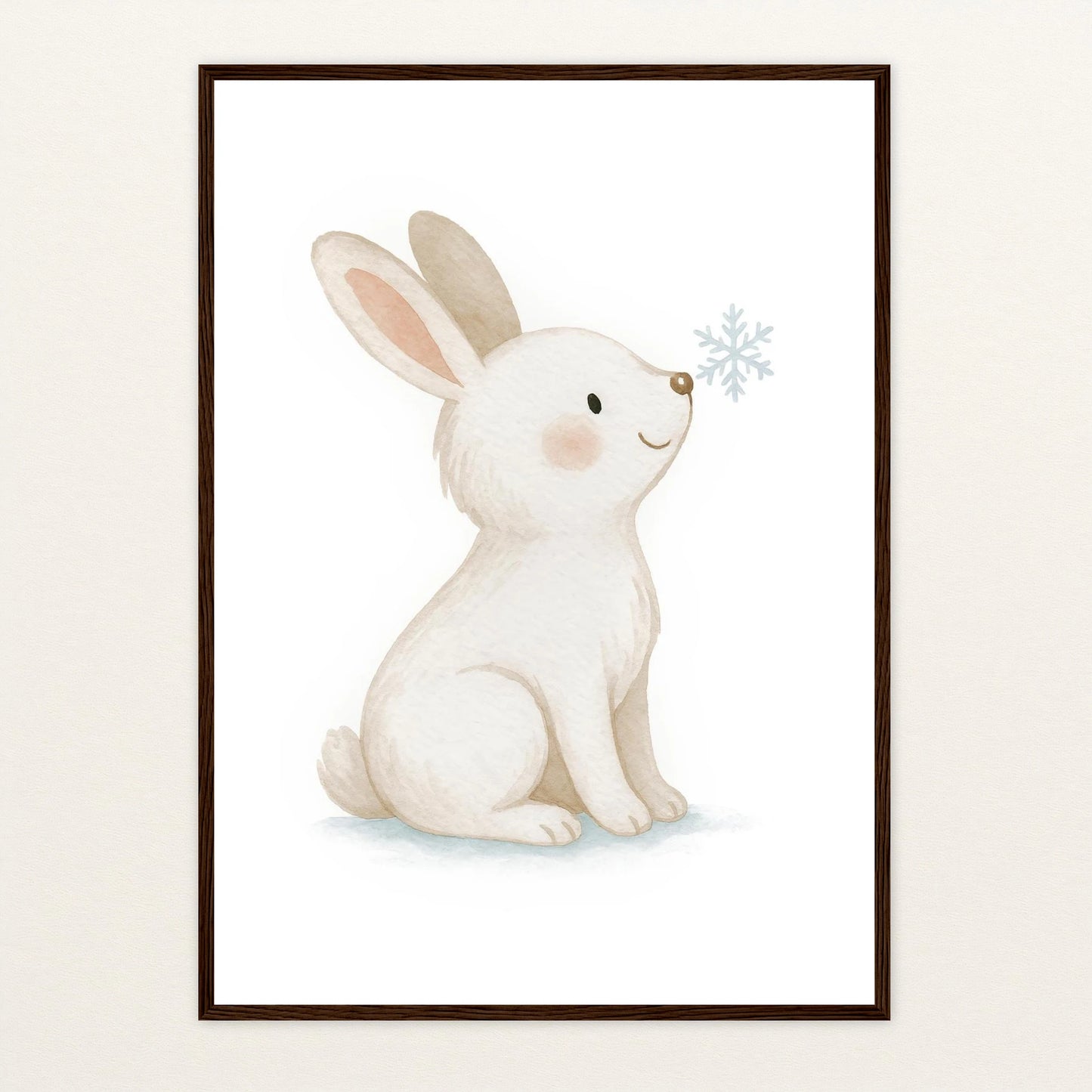 Sina der Schneehase Poster mit Holzrahmen von tinylearner