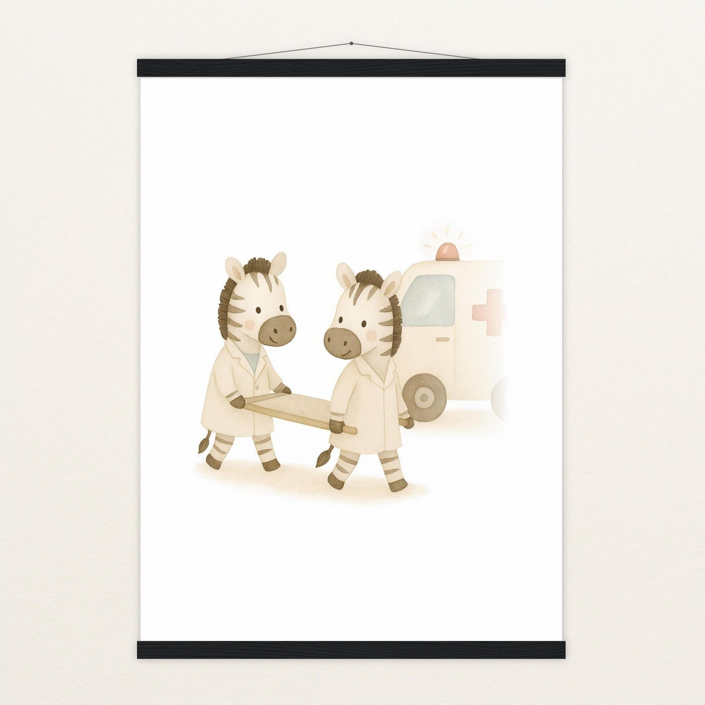 Zinni das Zebra - Motiv: "Krankenwagen" Poster mit Leisten von tinylearner