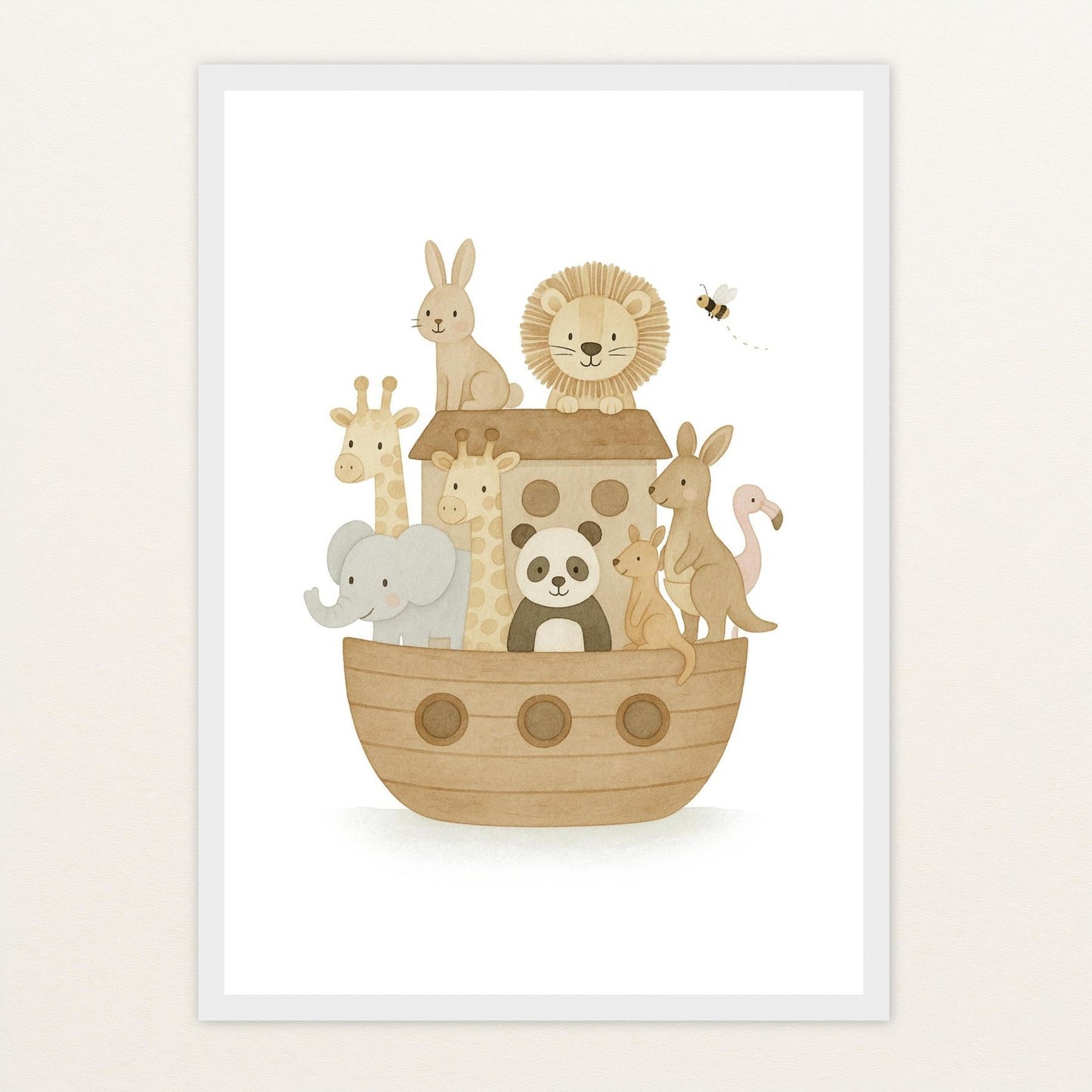 Tierfreunde - Motiv: "Arche Noah" Poster mit Holzrahmen von tinylearner