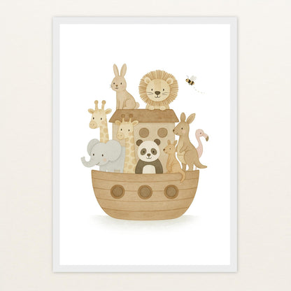 Tierfreunde - Motiv: "Arche Noah" Poster mit Holzrahmen von tinylearner