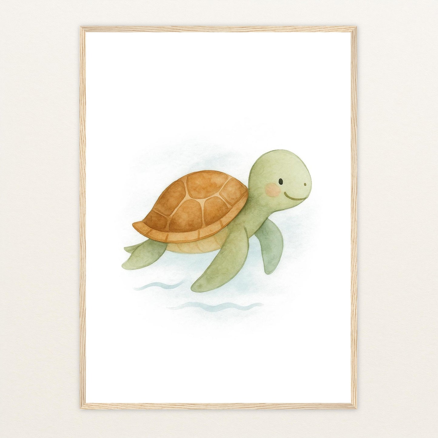 Sora die Schildkröte Poster mit Holzrahmen von tinylearner