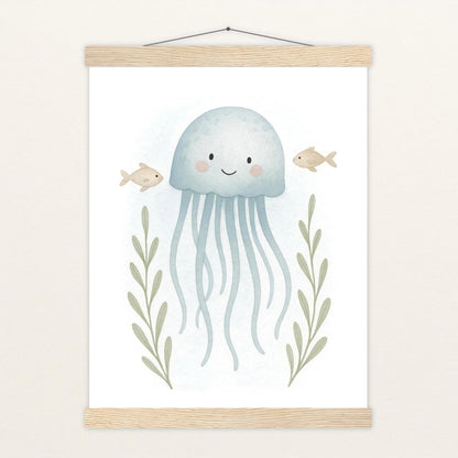 Quinn die Qualle Poster mit Leisten von tinylearner