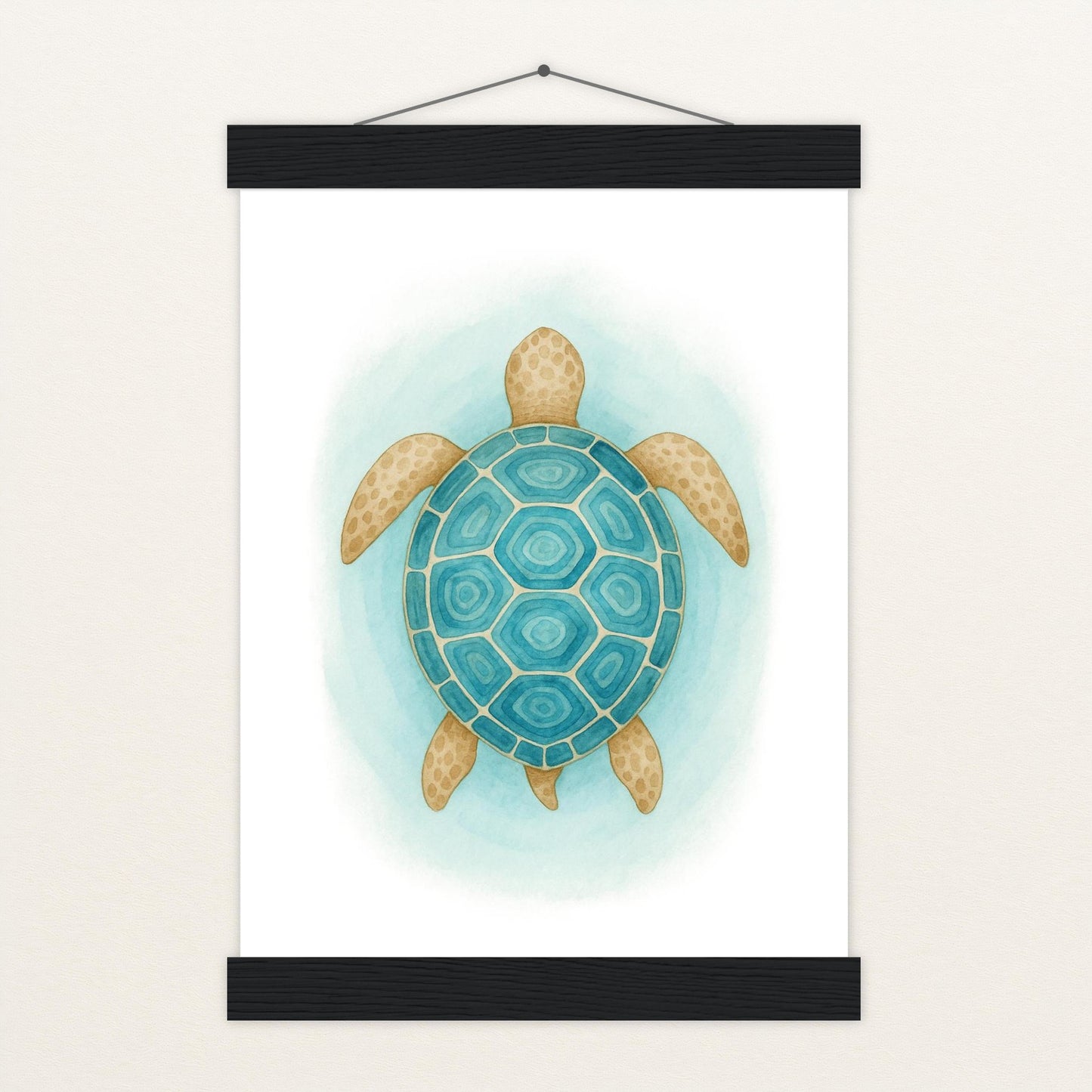 Sora die Schildkröte - Motiv: "Treiben" Poster mit Leisten von tinylearner