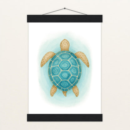 Sora die Schildkröte - Motiv: "Treiben" Poster mit Leisten von tinylearner