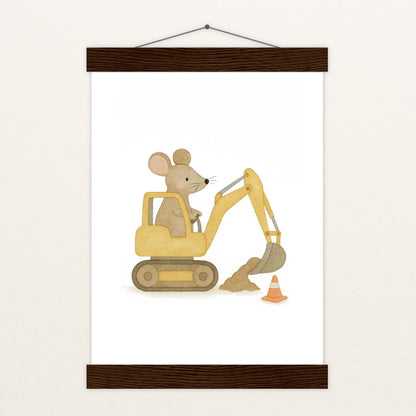Mimi die Maus - Motiv: "Bagger" Poster mit Leisten von tinylearner