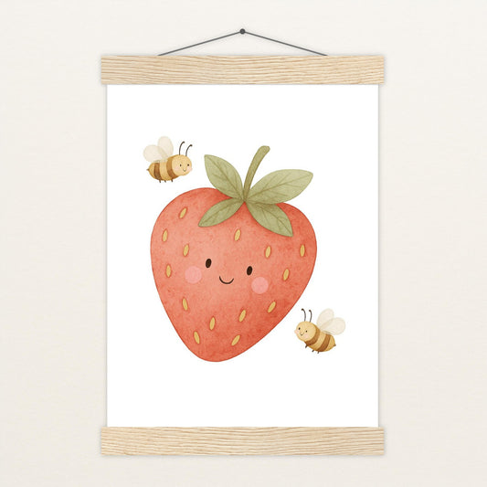 Obst: Erdbeere Poster mit Leisten von tinylearner
