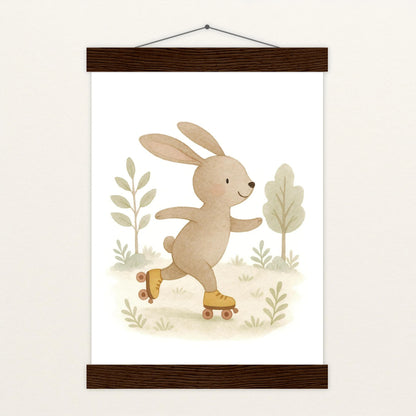 Holly der Hase - Motiv: "Rollschuhe" Poster mit Leisten von tinylearner