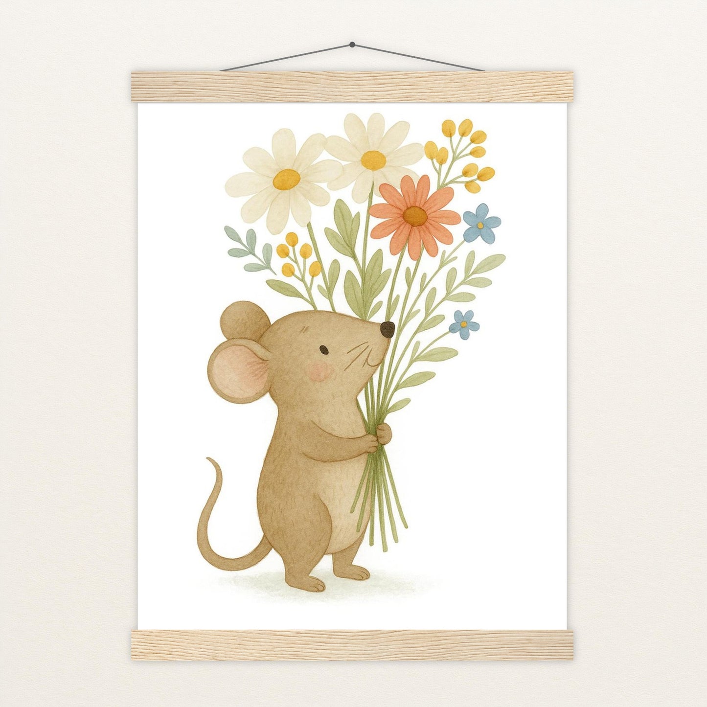 Mimi die Maus - Motiv: "Blumenstrauß" Poster mit Leisten von tinylearner