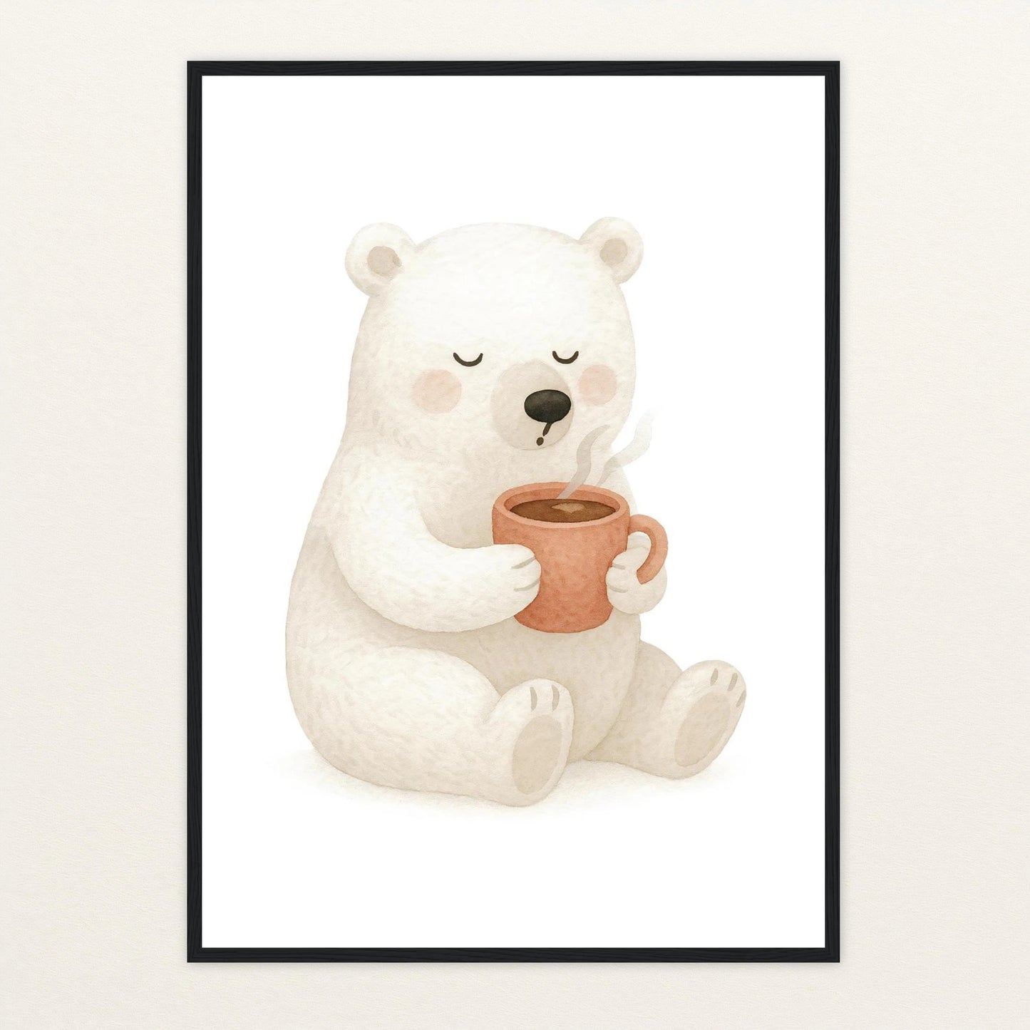 Pummel der Polarbär - Motiv: "Kakao" Poster mit Holzrahmen von tinylearner