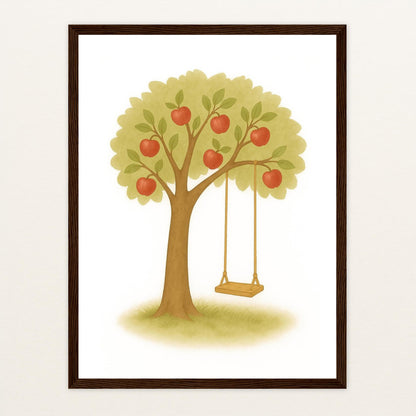 Apfelbaum Poster mit Holzrahmen von tinylearner