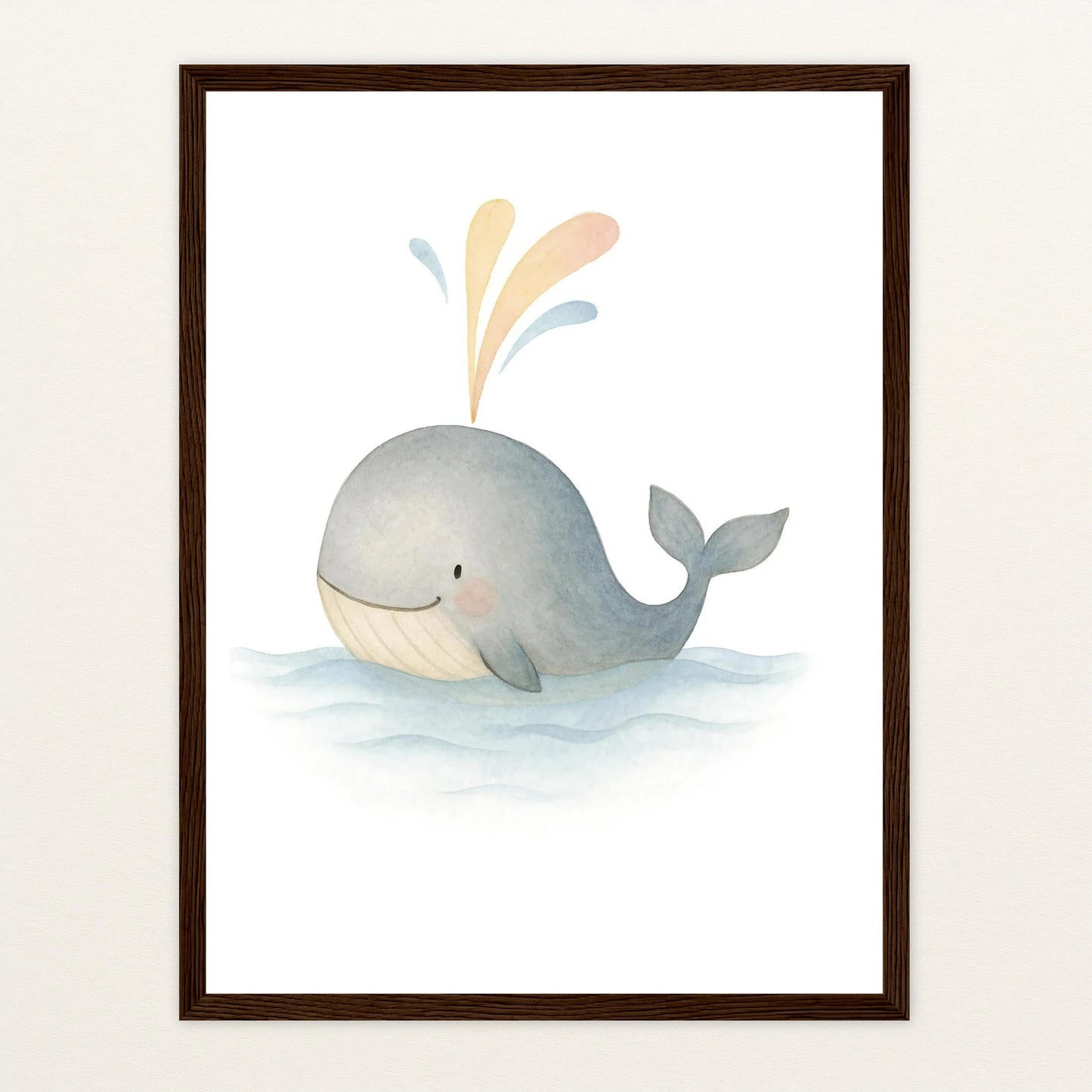 Willi der Wal - Motiv: "Freude" Poster mit Holzrahmen von tinylearner