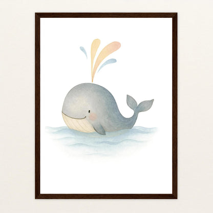 Willi der Wal - Motiv: "Freude" Poster mit Holzrahmen von tinylearner