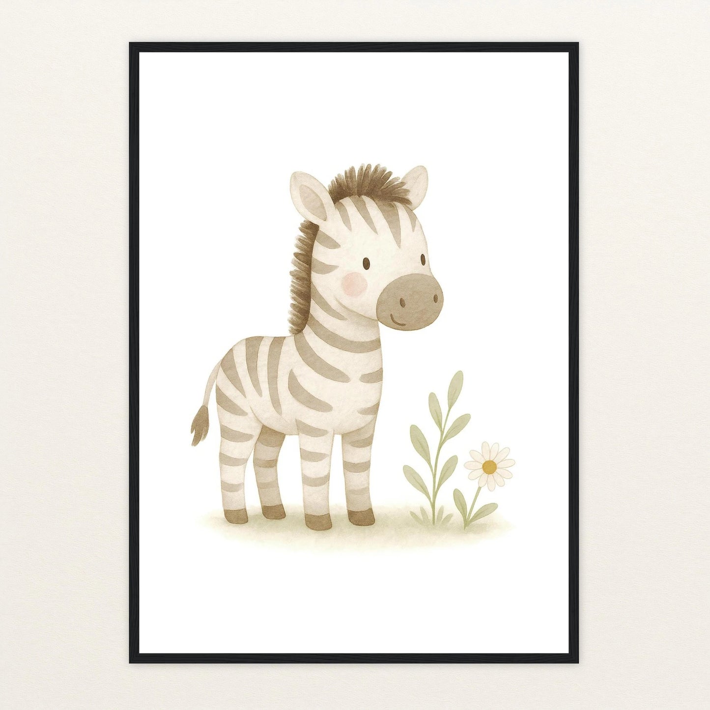 Zinni das Zebra Poster mit Holzrahmen von tinylearner