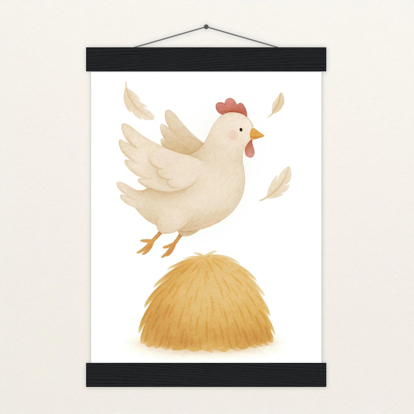 Hanni das Huhn - Motiv: "Heu" Poster mit Leisten von tinylearner