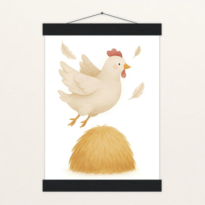Hanni das Huhn - Motiv: "Heu" Poster mit Leisten von tinylearner
