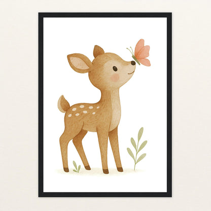 Ria das Reh - Motiv: "Schmetterling" Poster mit Holzrahmen von tinylearner