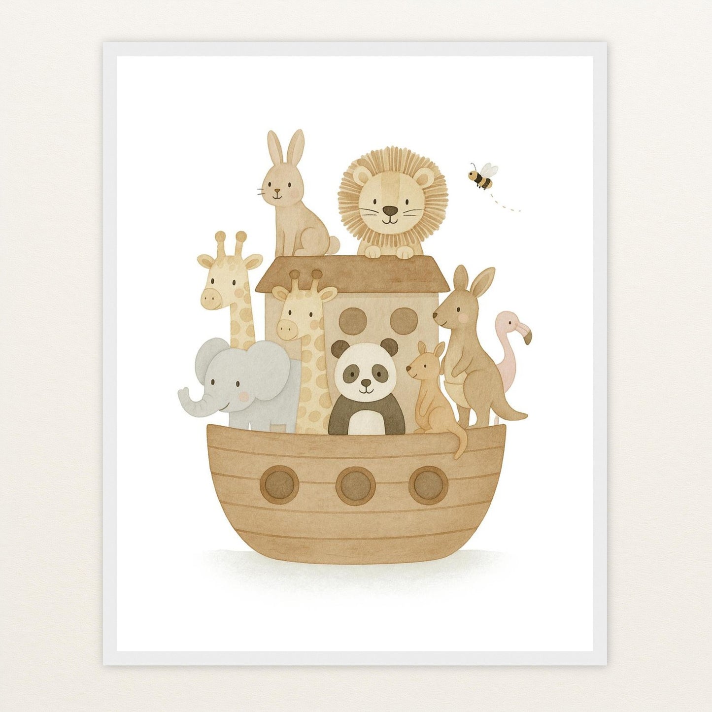 Tierfreunde - Motiv: "Arche Noah" Poster mit Holzrahmen von tinylearner