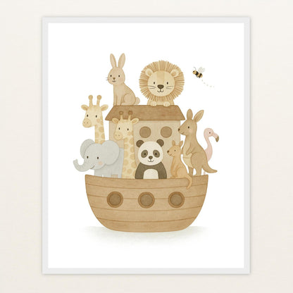 Tierfreunde - Motiv: "Arche Noah" Poster mit Holzrahmen von tinylearner