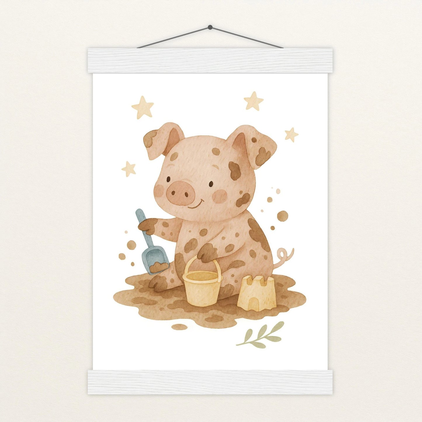 Susi das Schwein - Motiv: "Sandkasten" Poster mit Leisten von tinylearner