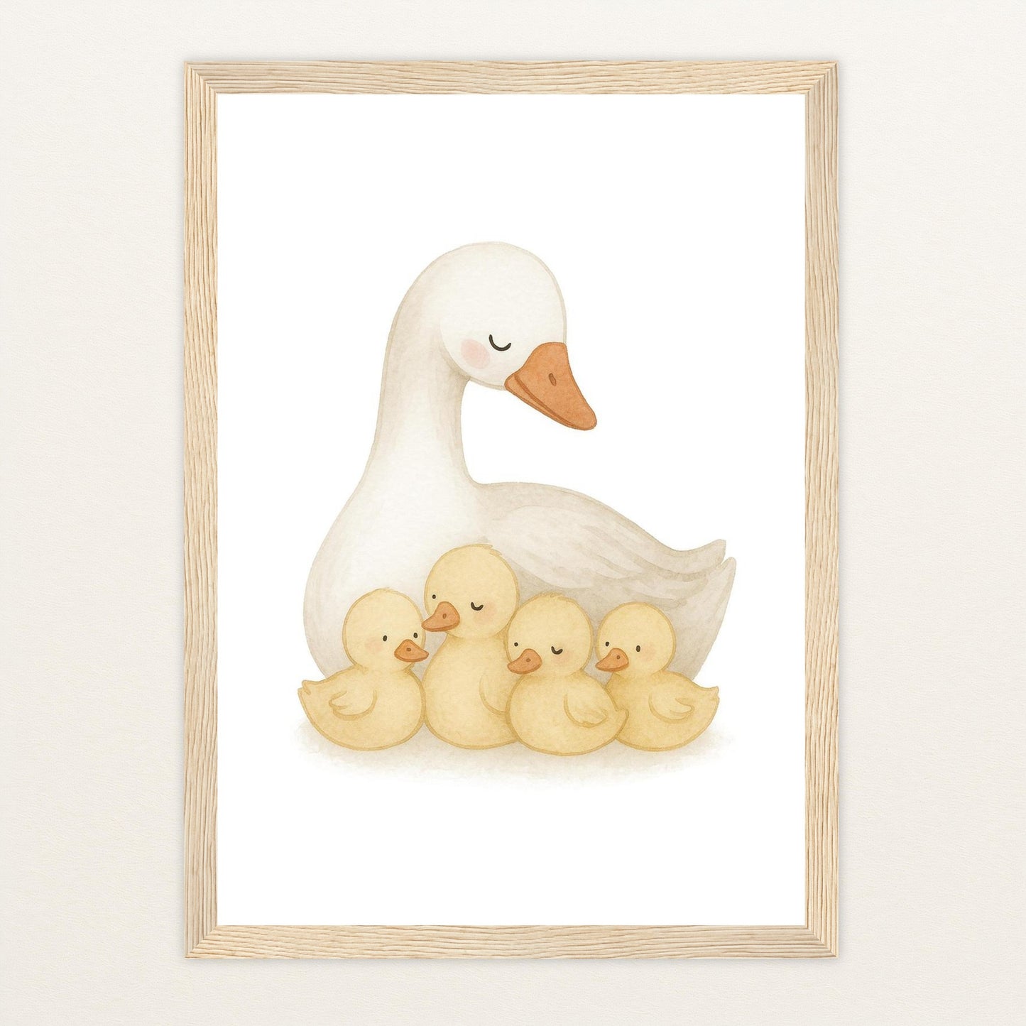 Gusi die Gans - Motiv: "Familie" Poster mit Holzrahmen von tinylearner