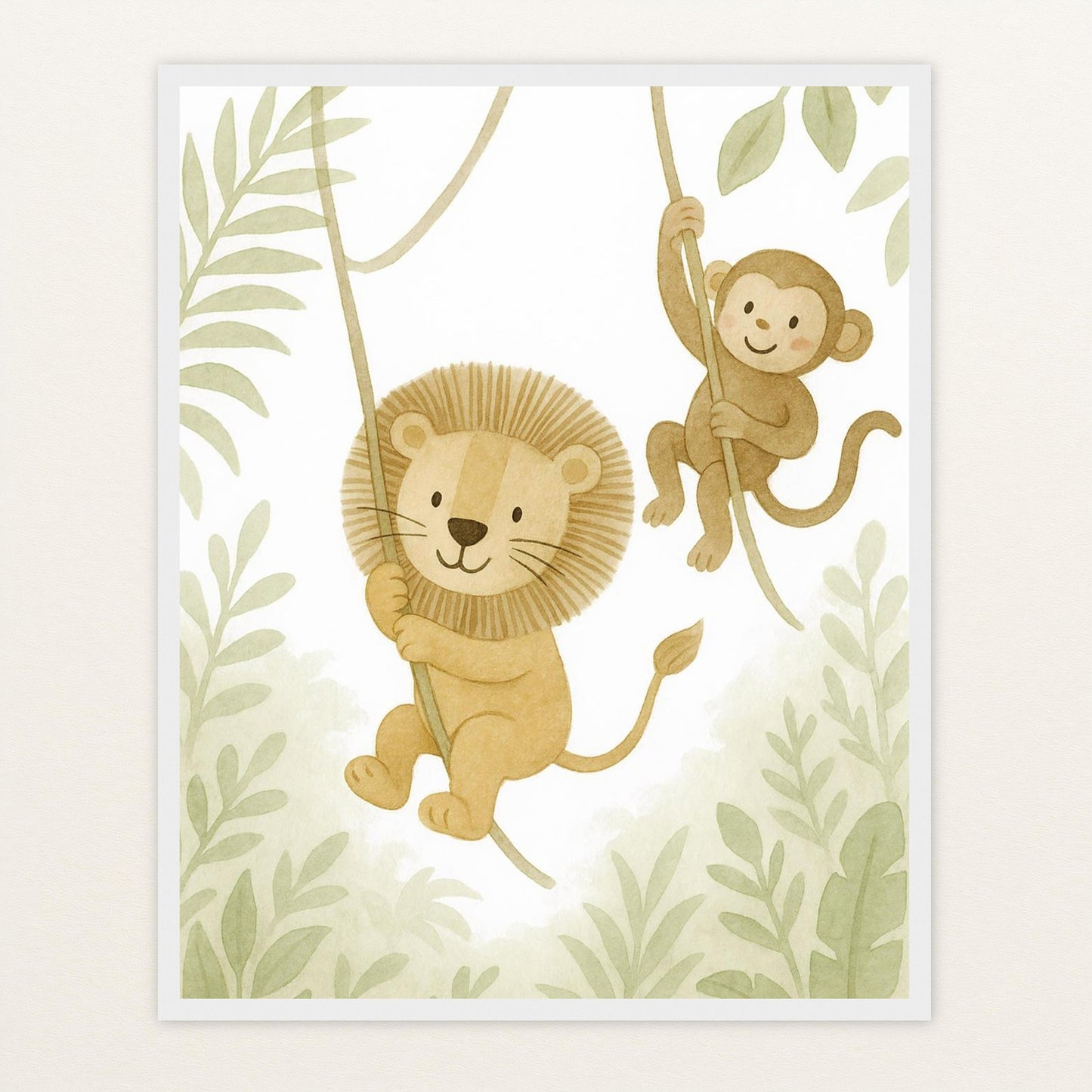 Tierfreunde - Motiv: "Lianen" Poster mit Holzrahmen von tinylearner