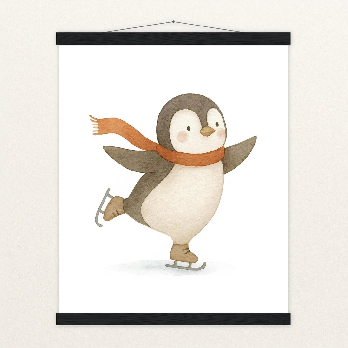 Pia der Pinguin - Motiv: "Eislaufen" Poster mit Leisten von tinylearner