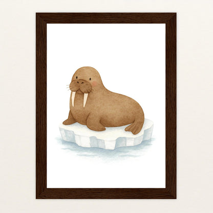 Wally das Walross Poster mit Holzrahmen von tinylearner