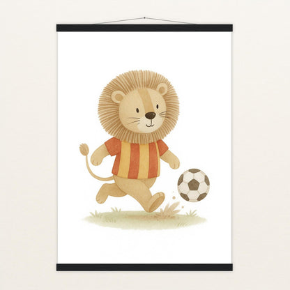 Leo der Löwe - Motiv: "Fußball" Poster mit Leisten von tinylearner