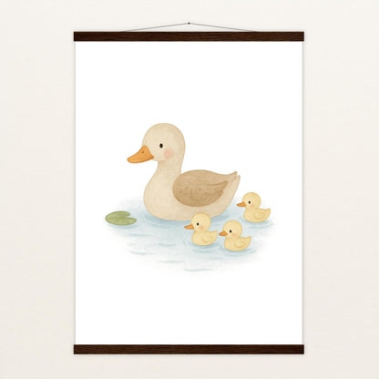 Gusi die Gans - Motiv: "Teich" Poster mit Leisten von tinylearner