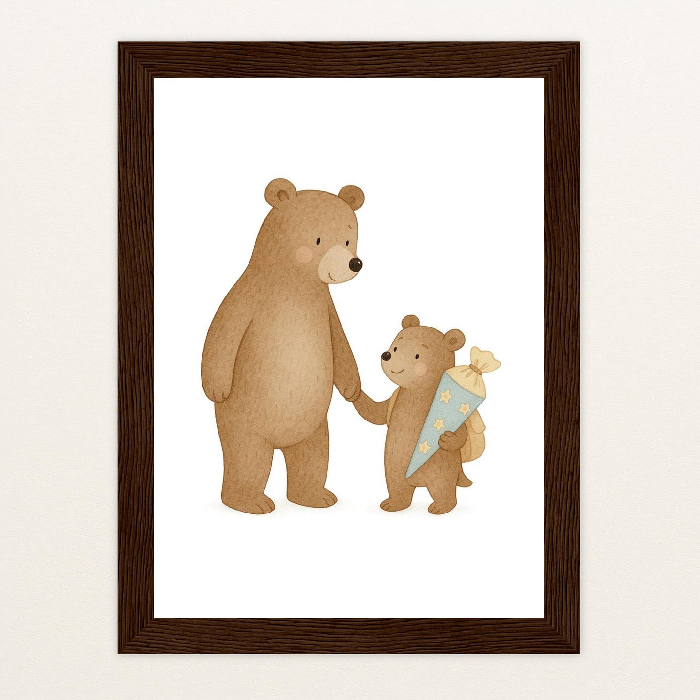 Balu der Bär - Motiv: "Schultüte" Poster mit Holzrahmen von tinylearner