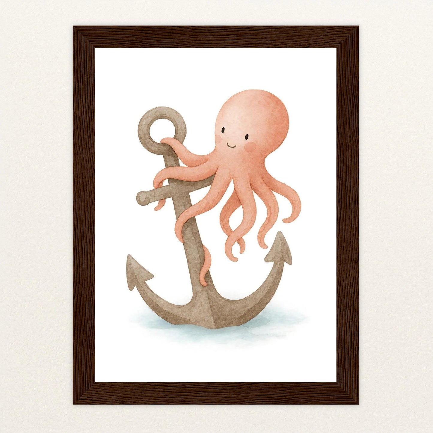 Tilli der Tintenfisch - Motiv: "Anker" Poster mit Holzrahmen von tinylearner