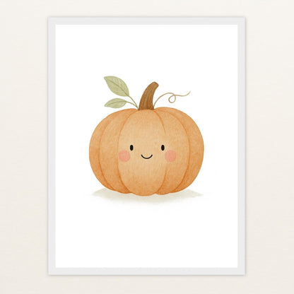 Gemüse: Kürbis Poster mit Holzrahmen von tinylearner
