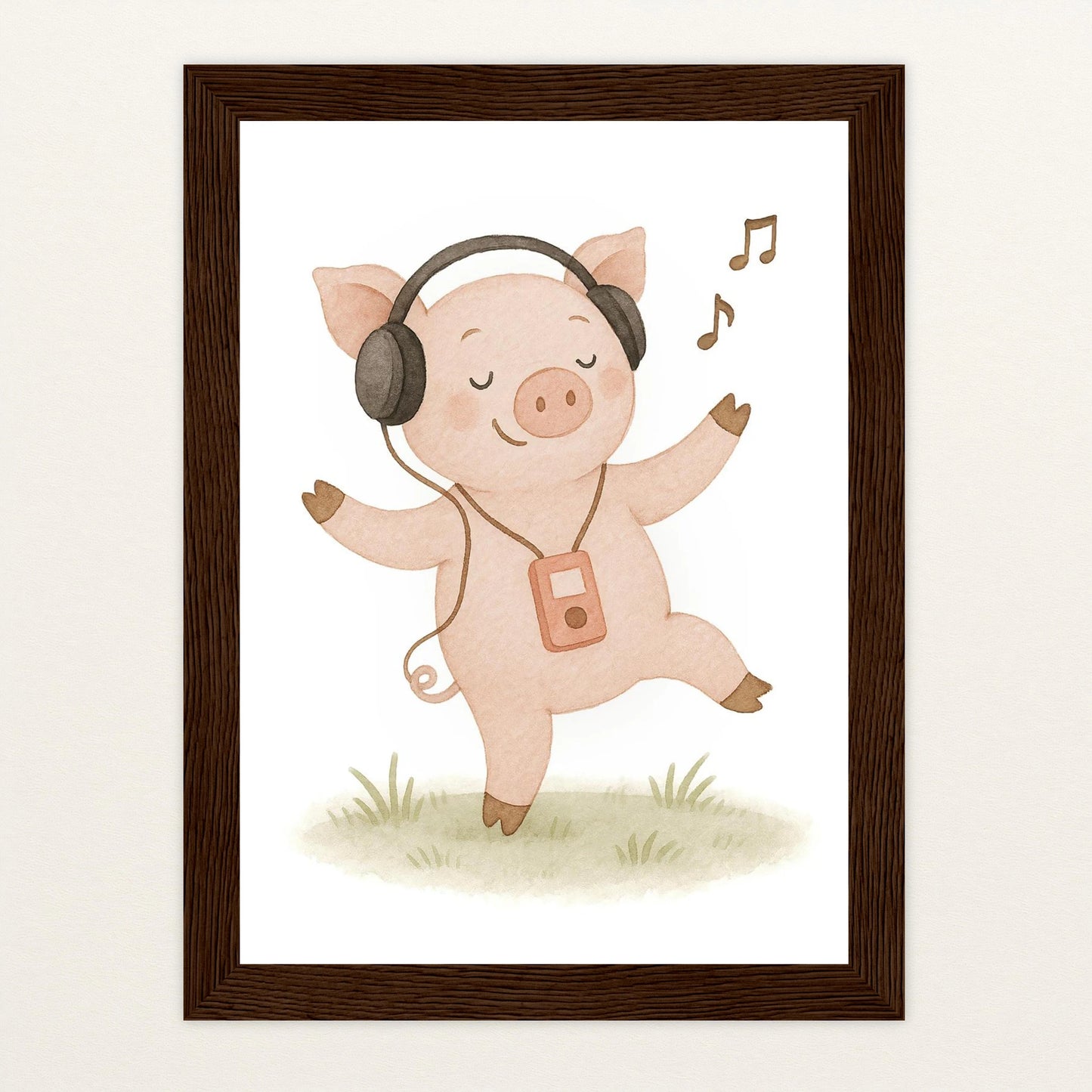 Susi das Schwein - Motiv: "Musik" Poster mit Holzrahmen von tinylearner