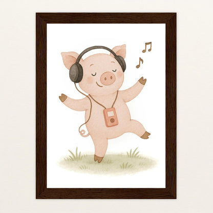 Susi das Schwein - Motiv: "Musik" Poster mit Holzrahmen von tinylearner